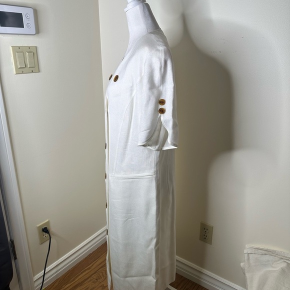 Vintage "Fink Modell" 80's, statement shoulder, Button Dress, pockets Size 44 - Picture 3 of 6